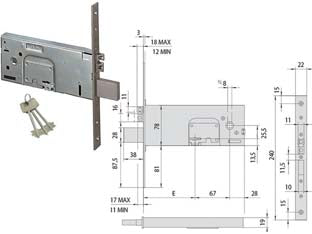 ELETTROSERRATURA INFILARE PER FASCE DOPPIA MAPPA MM.78 H 17352- - mm.100 (17352100) - 1 pezzi CISA