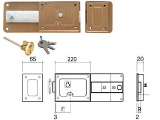 FERROGLIETTO APPLICARE CATEN. MANDATE 5 E 1/2 + SCROCCO E CIL.STACCATO- - mm.50 (270B-BIS) - 1 pezzi WALLY