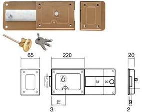 FERROGLIETTO APPLICARE CATEN. MANDATE 5 E 1/2 + SCROCCO E CIL.STACCATO- - mm.50 (270B-BIS) - 1 pezzi WALLY