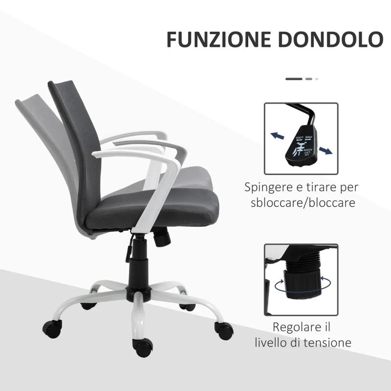 SEDIA DA UFFICIO ERGONOMICA E GIREVOLE CON ALTEZZA REGOLABILE, 61X61X89-99 CM, GRIGIO SCURO