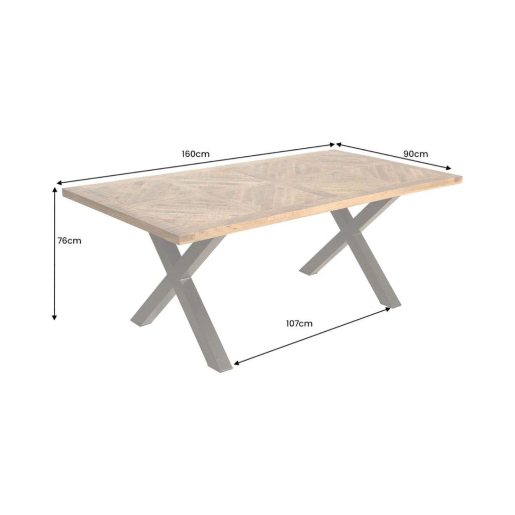 Tavolo da pranzo ZAREL 160 cm – Piano in legno massello di mango e metallo nero
