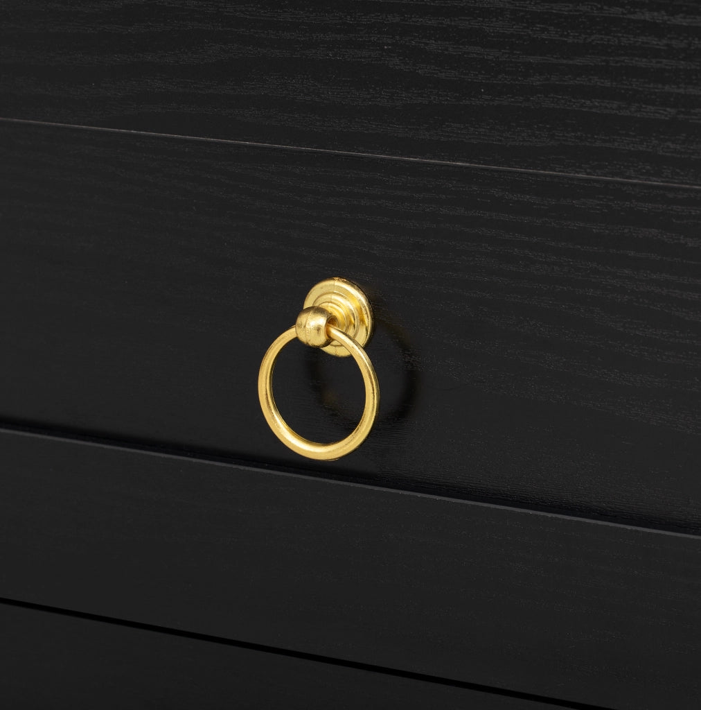 Credenza alta 76,2x40,1x180 cm nera MDF e vetro, 2 ripiani regolabili