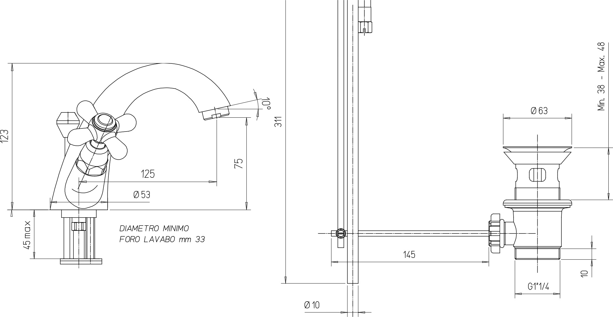 MONOBLOCCO LAVABO bagno retrò LIBERTY  cromato paini