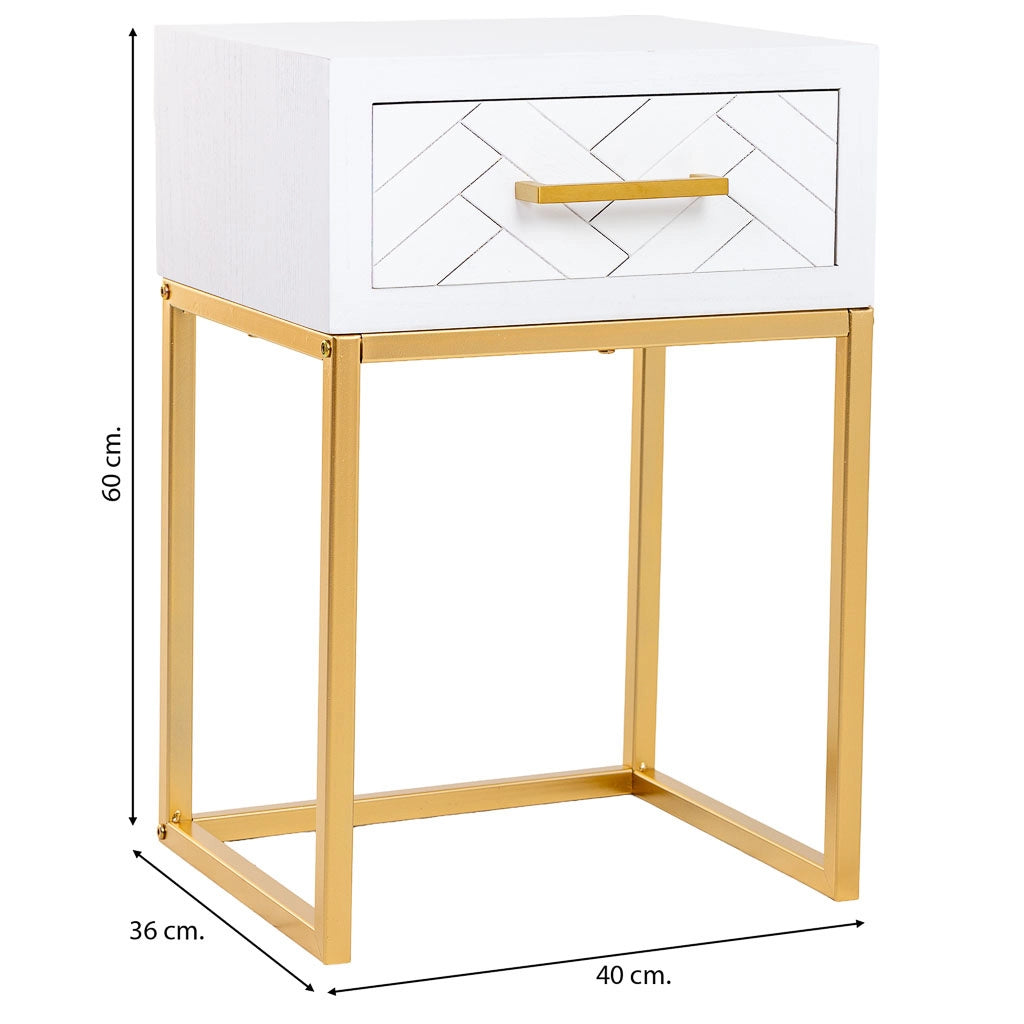 Comodino in legno e metallo 1 cassetto 40x36x60