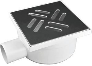 CHIUSINO CON SCARICO LATERALE E GRIGLIA IN ACCIAIO cm. 11,5x11,5 - Ø mm. 50