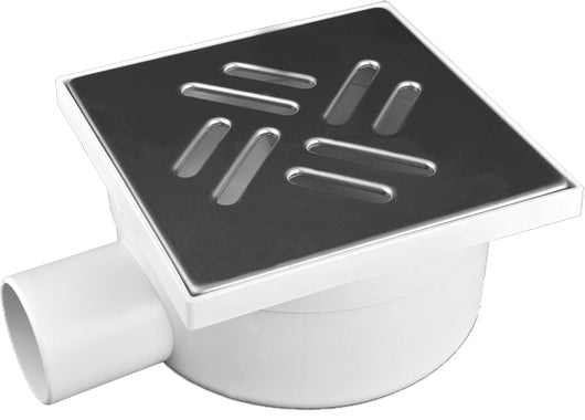 CHIUSINO CON SCARICO LATERALE E GRIGLIA IN ACCIAIO cm. 15x15 - Ø mm. 50