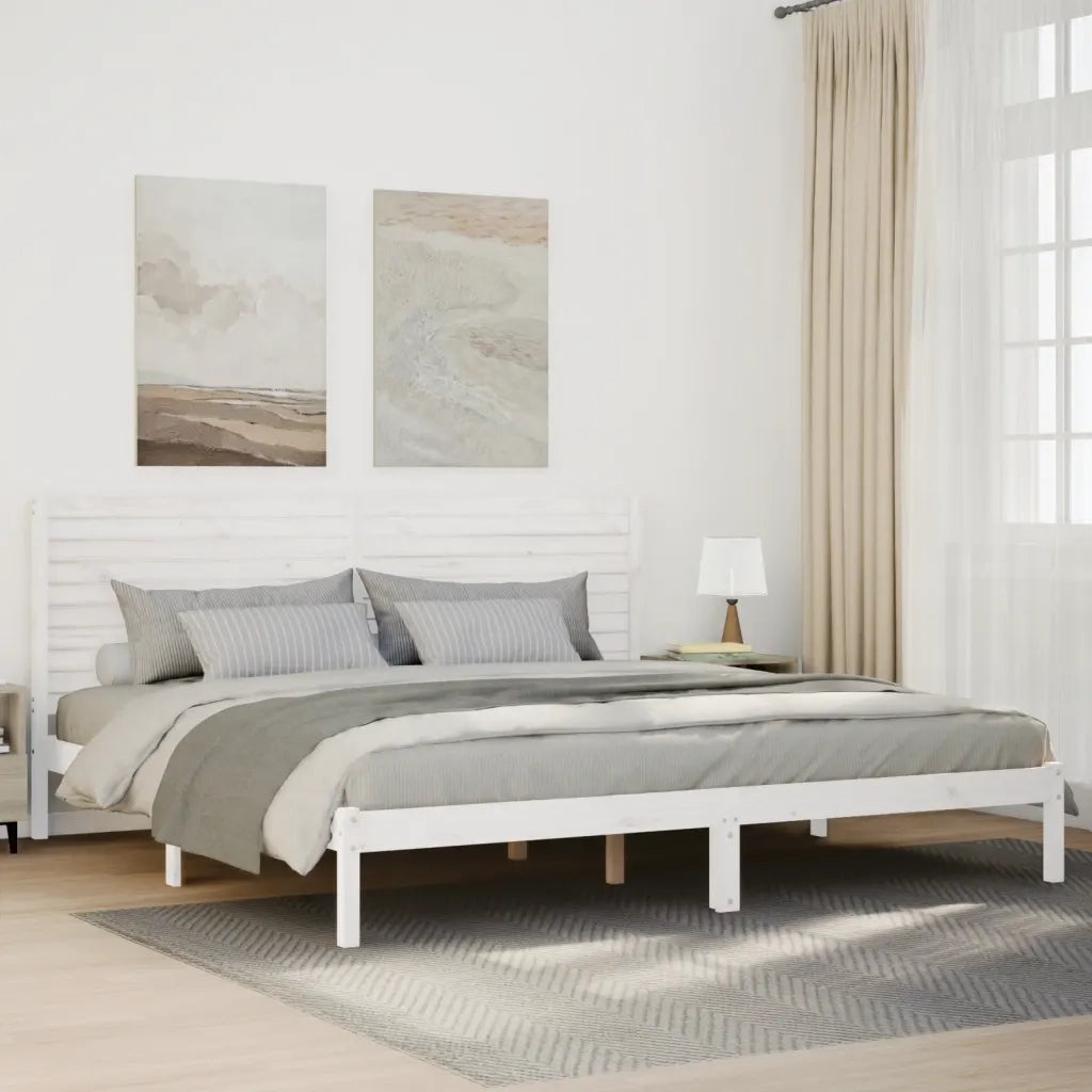 vidaXL Giroletto Extra Lungo senza Materasso Bianco 180x210cm Massello
