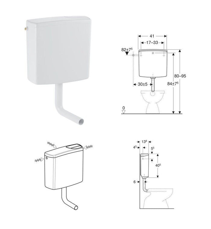 CASSETTA ZAINO esterna  AP 140 DOPPIO SCARICO BIANCA GEBERIT 140.301.11.1