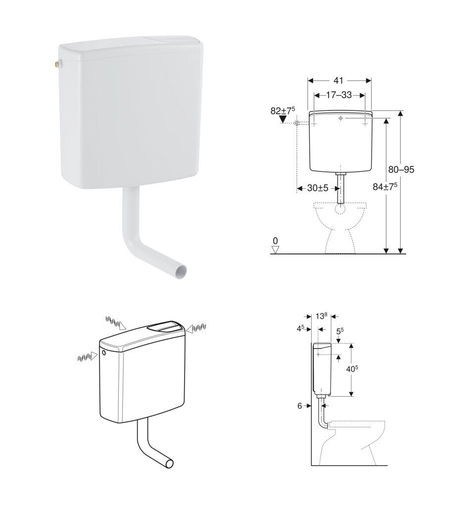 CASSETTA ZAINO esterna  AP 140 DOPPIO SCARICO BIANCA GEBERIT 140.301.11.1