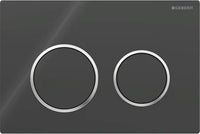 PLACCA DI COMANDO OMEGA 20 DOPPIO TASTO NERO CROMO LUCIDO GEBERIT 115.085.KM.1