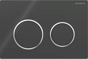 PLACCA DI COMANDO OMEGA 20 DOPPIO TASTO NERO CROMO LUCIDO GEBERIT 115.085.KM.1