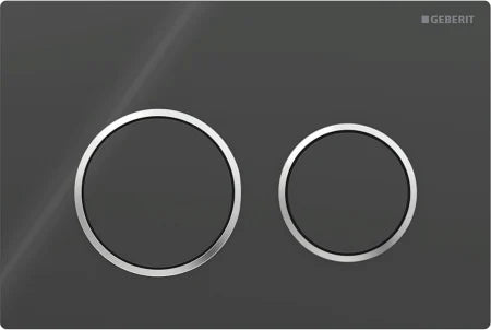 PLACCA DI COMANDO OMEGA 20 DOPPIO TASTO NERO CROMO LUCIDO GEBERIT 115.085.KM.1
