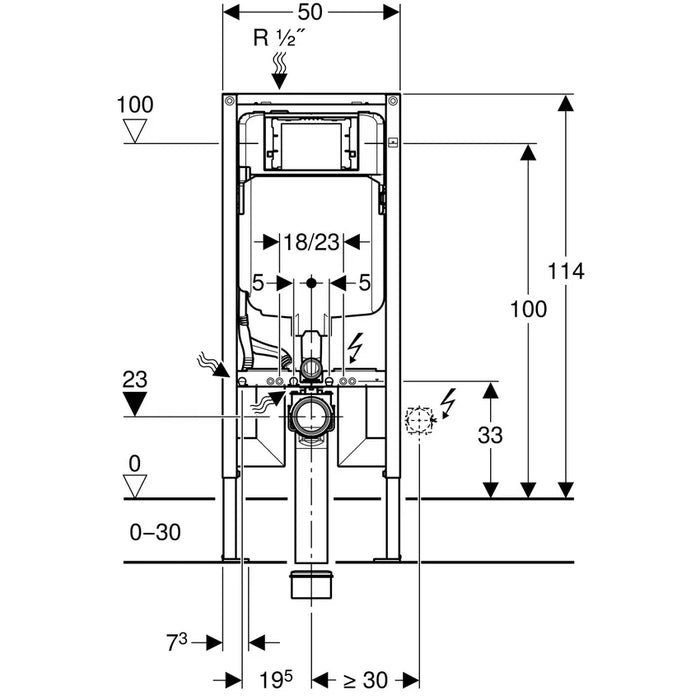 CASSETTA INCASSO DUOFIX ITALIA SIGMA8 WC SOSPESI Doppio scarico GEBERIT 111.795.00.1