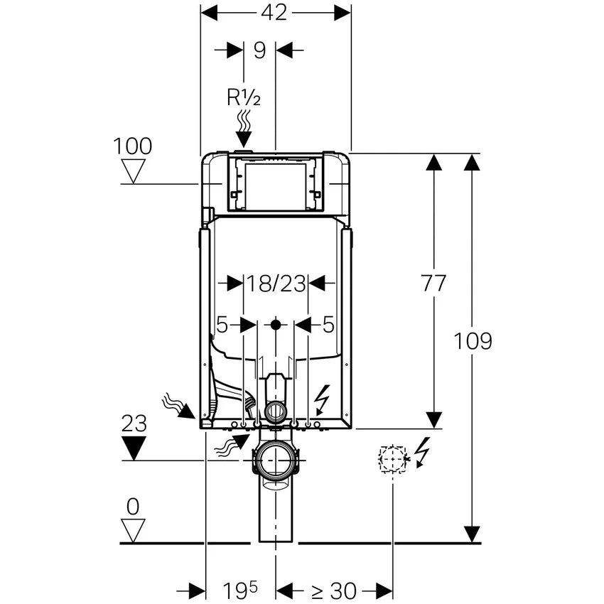 CASSETTA INCASSO COMBIFIX SIGMA8 WC SOSPESI Doppio scarico GEBERIT 110.790.00.1