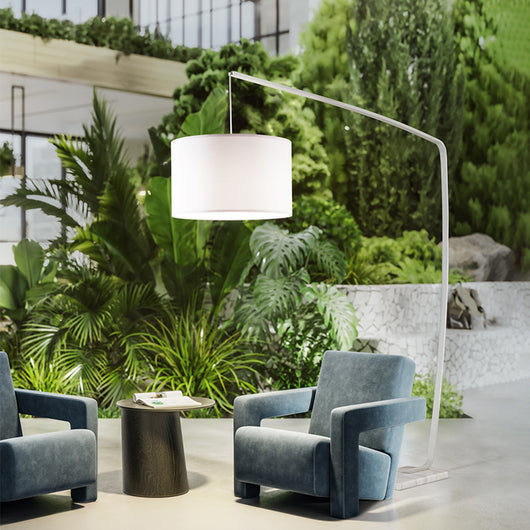 Piantana Contemporanea Zoe Alluminio Bianco Marmo 1 Luce E27