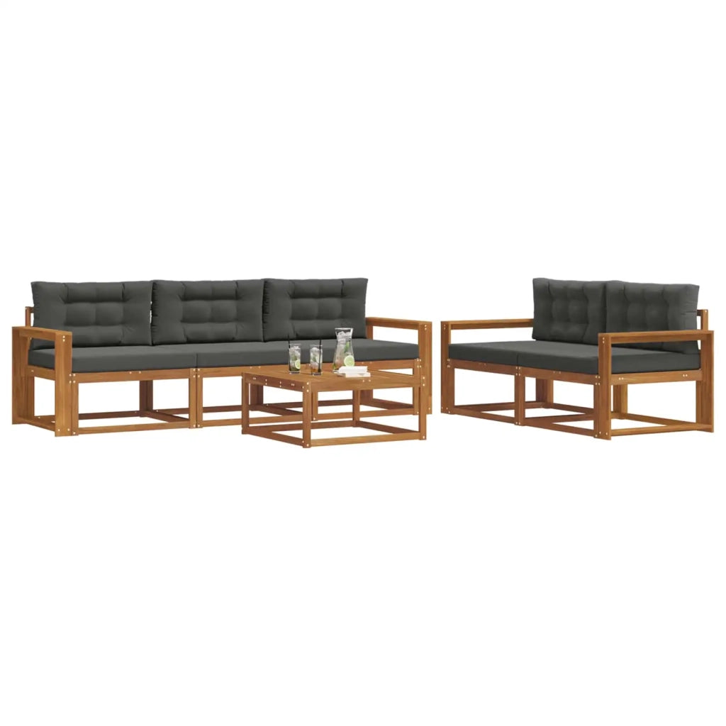 Set di divani da esterno con cuscino 6 pcs Naturale e Antracite 3367200