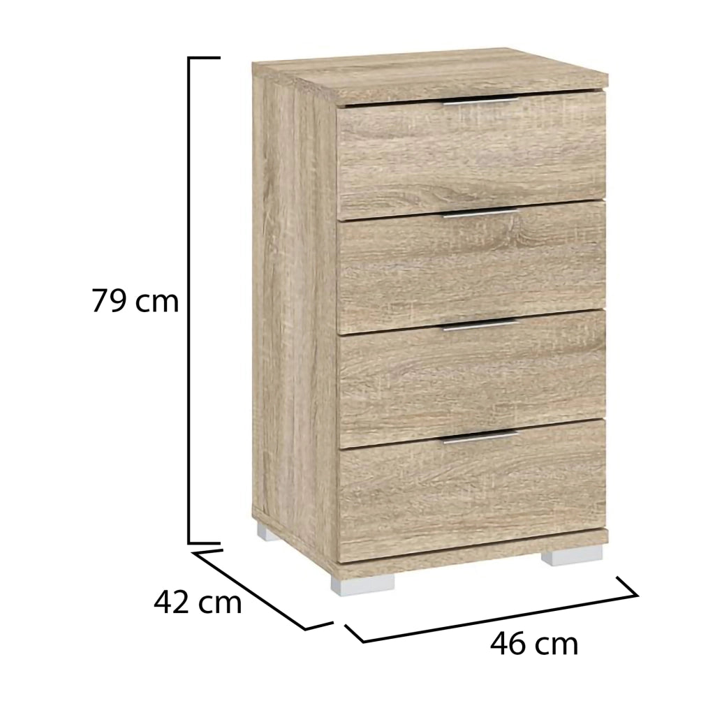 Laka, Cassettiera 4 Cassetti, 46x42x79h cm Marrone Rovere