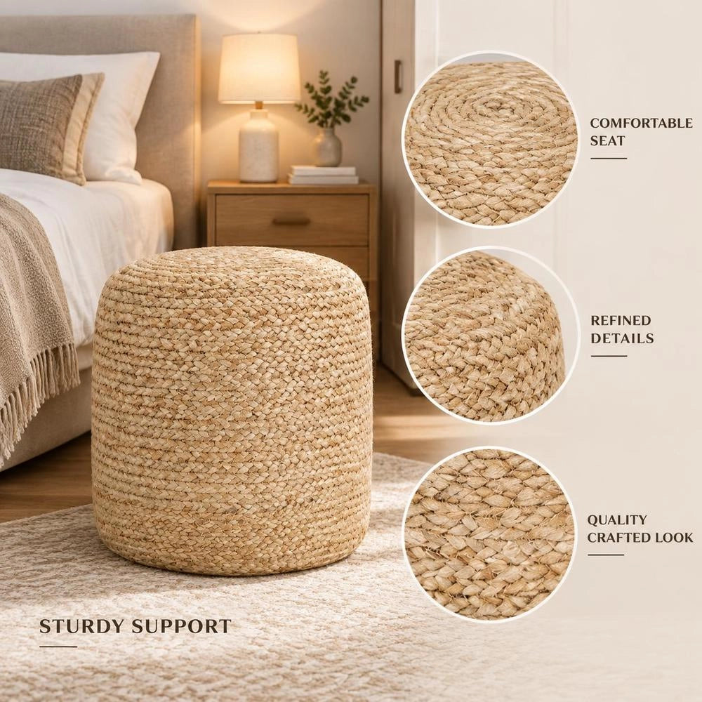 Handmade Jute Pouf, 40 X 45 Cm
