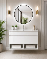 Mobile bagno sospeso con lavabo extrapiano ORIGENBATH NEBARI senza specchio 100x45 cm bianco