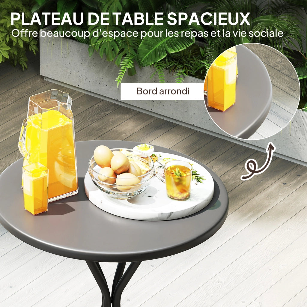 Tavolo da giardino rotondo ¨C zephmum ¨C nero, acciaio, ?60 cm