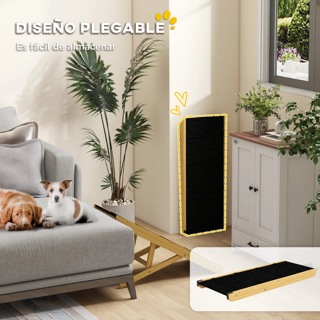 Rampa per Cani in Legno Regolabile ¨C zephmum ¨C 83.5x35x47.5 cm Colore Naturale