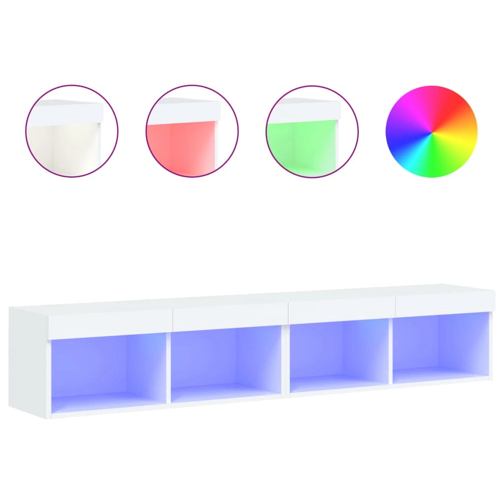 Mobili Porta TV con Luci LED 2 pz Bianchi 80x30x30 cmcod mxl 134169