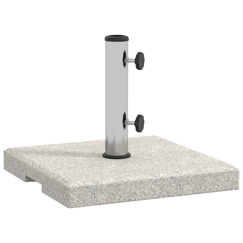 Base per Ombrellone da Giardino 25kg 38x38x38 cm in Granito e Acciaio Inox Grigia
