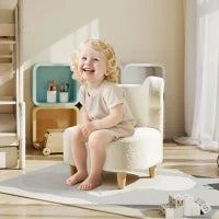Poltrona per bambini, poltrona in peluche con orecchie d'orso, rivestimento in peluche, schiuma, beige