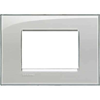 Placca quadra Bticino 3 moduli grigio ghiaccio