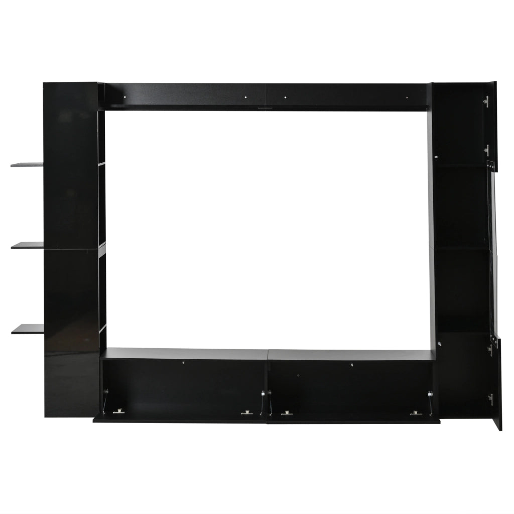 Parete TV con pensile integrato; 245x30x170 cm; MDF; nero