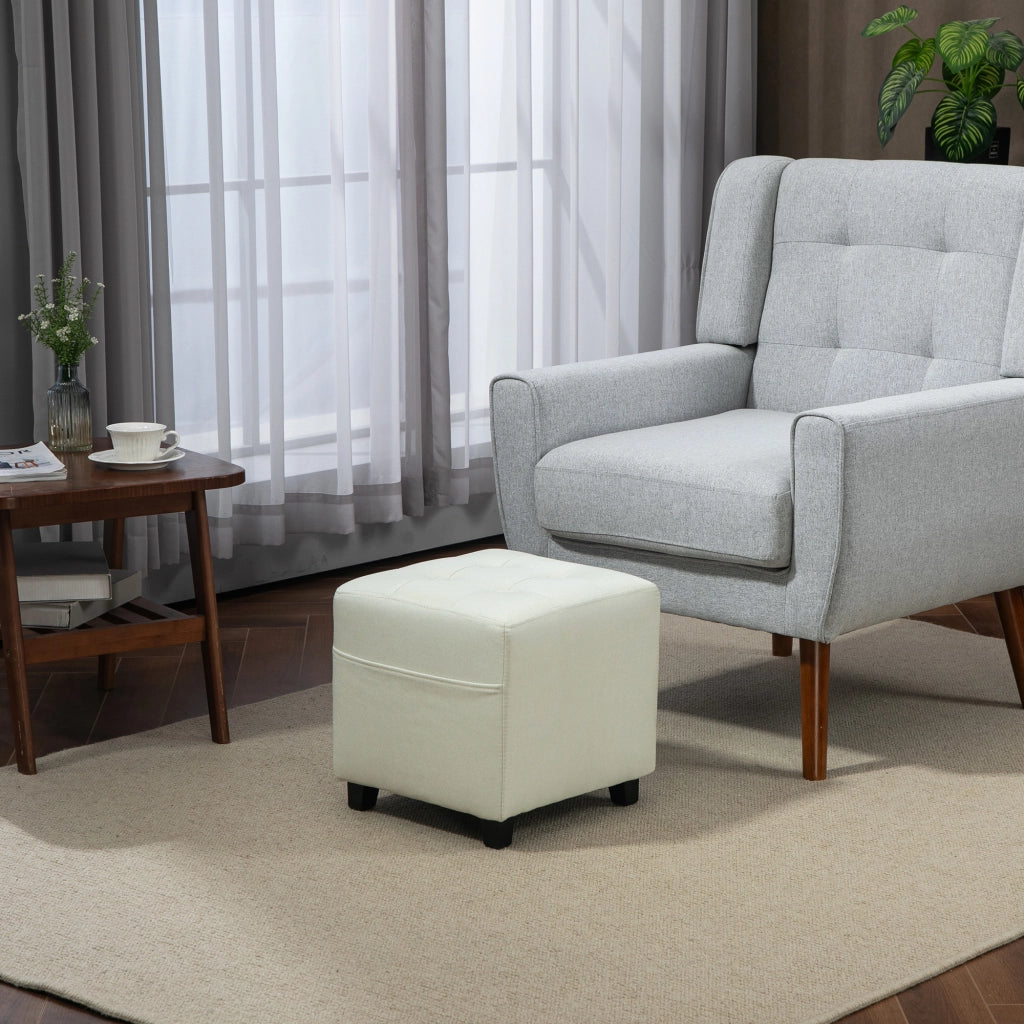 Pouf con Tasca Laterale e Coperchio Imbottito ¨C zephmum ¨C Crema