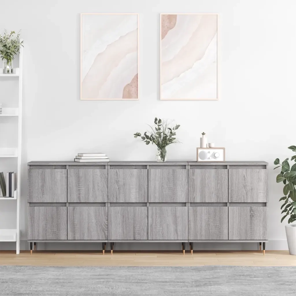 Credenze 3 pz | Madia | Buffet da pranzo | Armadio da pranzo Grigio Sonoma in Legno Multistrato