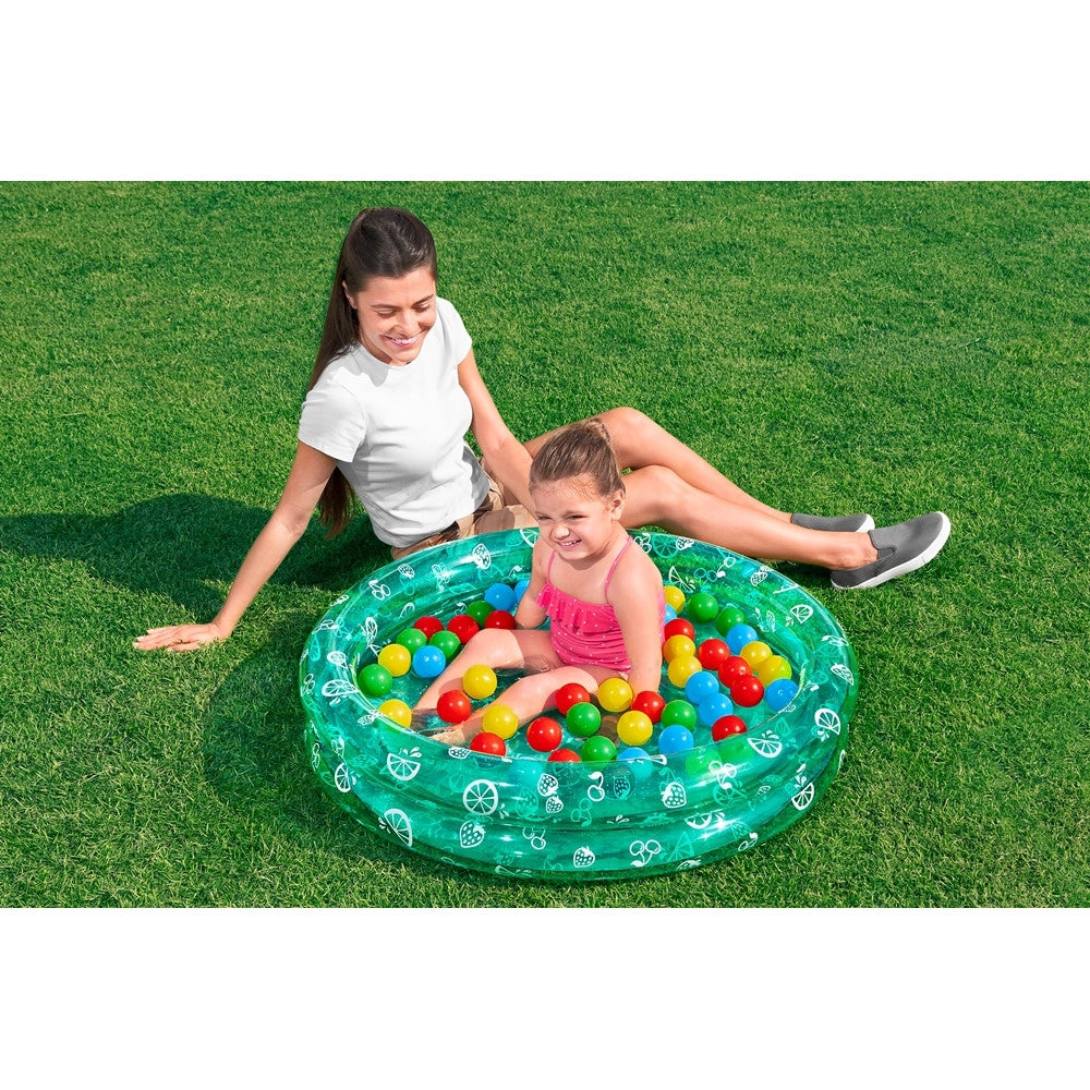 Trade Shop - Piscina Gonfiabile 2 Anelli Motivo Frutta Con Palline Da Gioco Per Bambini ø91x20cm 51141 -