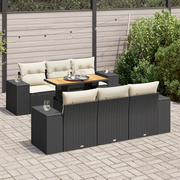 vidaXL Set Divani da Giardino con Cuscini 7pz Nero Polyrattan