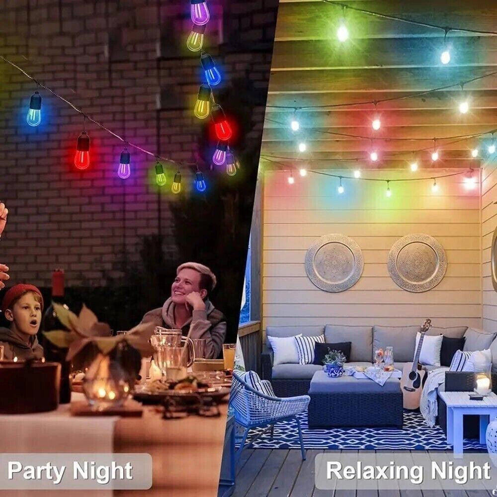 Trade Shop - Catena Luminosa Solare Da Esterno Giardino 10 Mt 10 Lampadine Luce Rgb Mz-lxy -