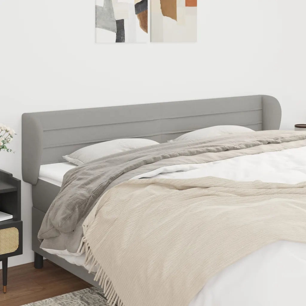 Testiera | Testata ad Orecchio Grigio Chiaro 203x23x78/88 cm in Tessuto