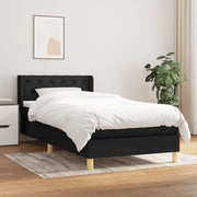 Giroletto a Molle con Materasso-Struttura Letto Nero 80x200 cm inTessuto 109152