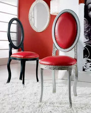 Sedia shabby chic argento imbottita in legno con fregi - Mobili 2G
