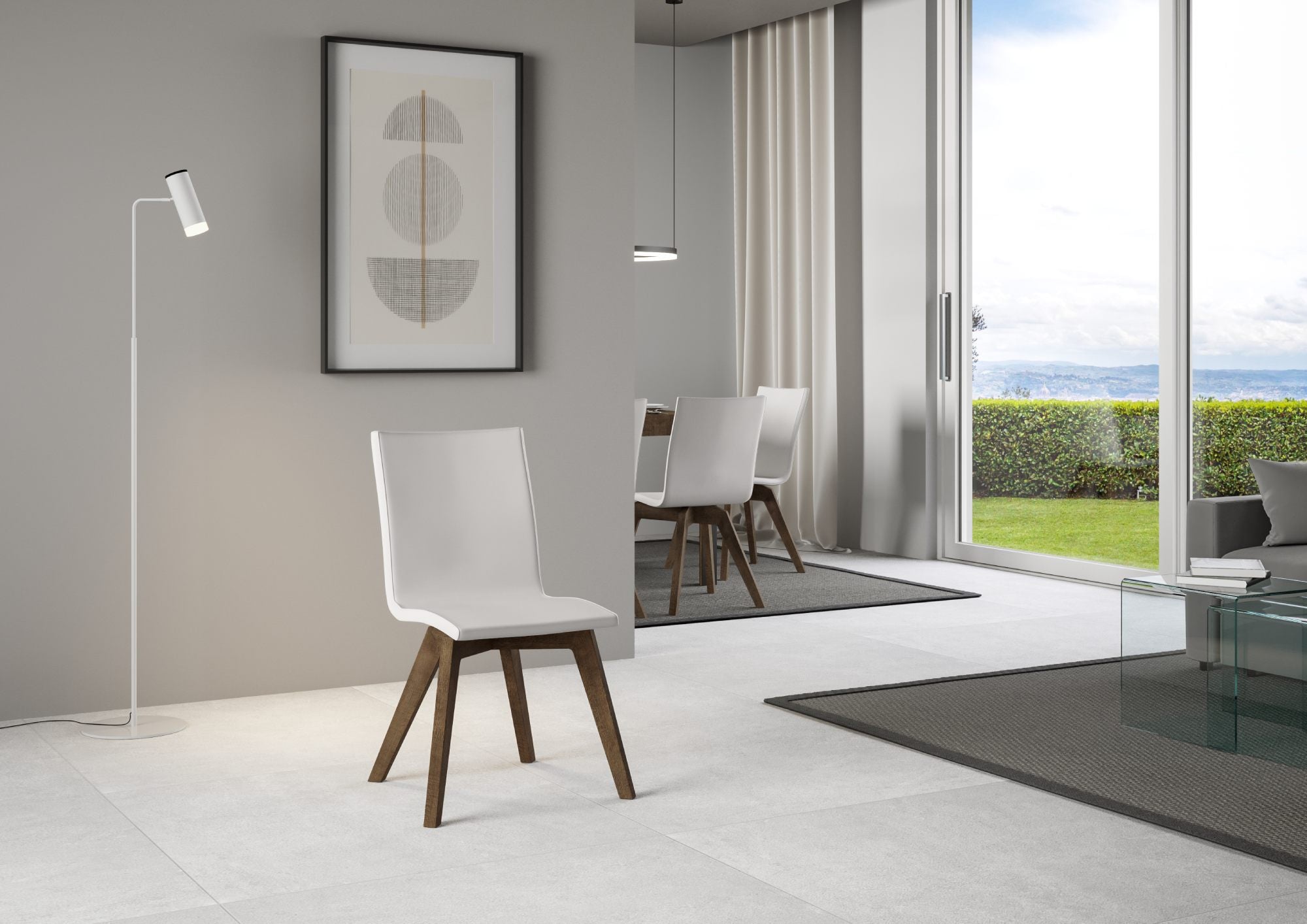 Sedia 52x52x87 cm Trudy gambe noce in Similpelle Bianco