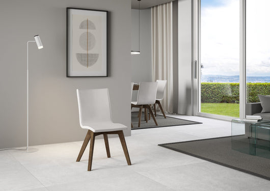 Sedia 52x52x87 cm Trudy gambe noce in Similpelle Bianco