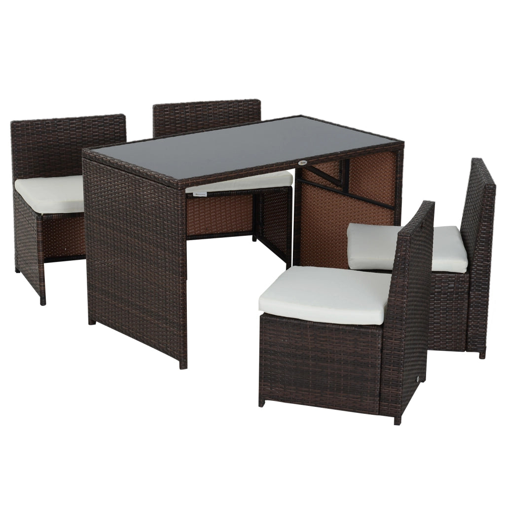 Set Giardino 5 Pezzi in Polyrattan ¨C zephmum ¨C Marrone+Khaki