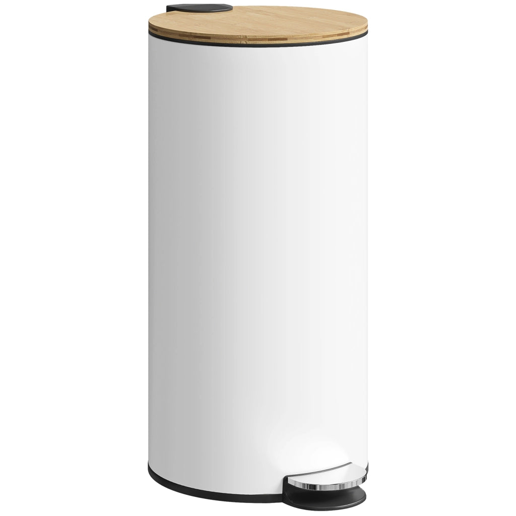 Cestino 30L con Pedale e Tappo in Bamb¨´ ¨C Zephmum ¨C Bianco