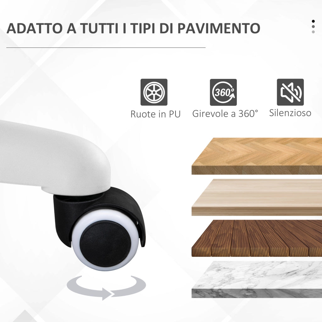 Sedia da Ufficio Ergonomica ¨C zephmum ¨C Tessuto, Effetto Velluto, Bianco e Rosa, 62.5x60x94-104 cm