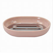 Trade Shop - Piattino Porta Sapone Saponetta Rosa Silver Accessori Bagno 12.5 X 9.5 Cm 79871 -