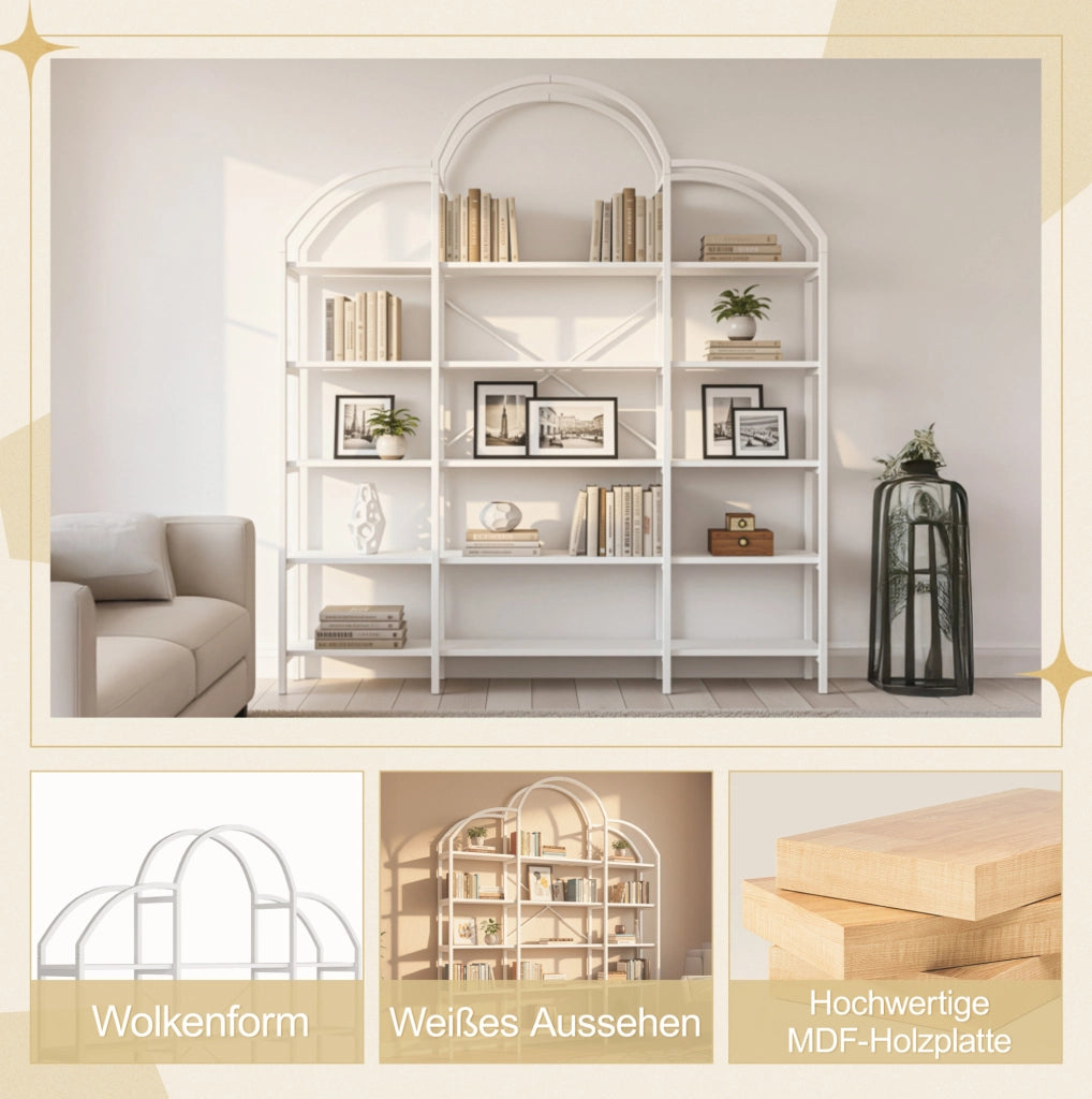 Scaffale a 5 ripiani in MDF e metallo 170x26x190 cm bianco