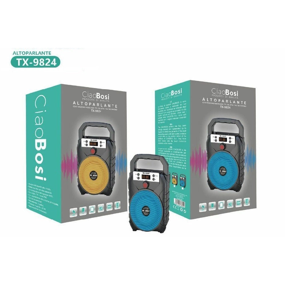 Trade Shop - Cassa Speaker Altoparlante Bluetooth 15watt Tx-9824 Radio Fm Tf Usb Ricaricabile -