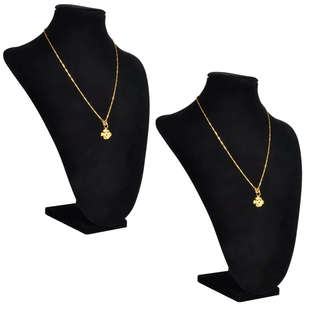 Busti Neri Portagioielli Collane 2 pz in Flanella 23x11,5x30 cm 240906