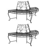 Panchine per Albero Semicircolari 2 pz Ã˜160 cm Nere in Acciaio