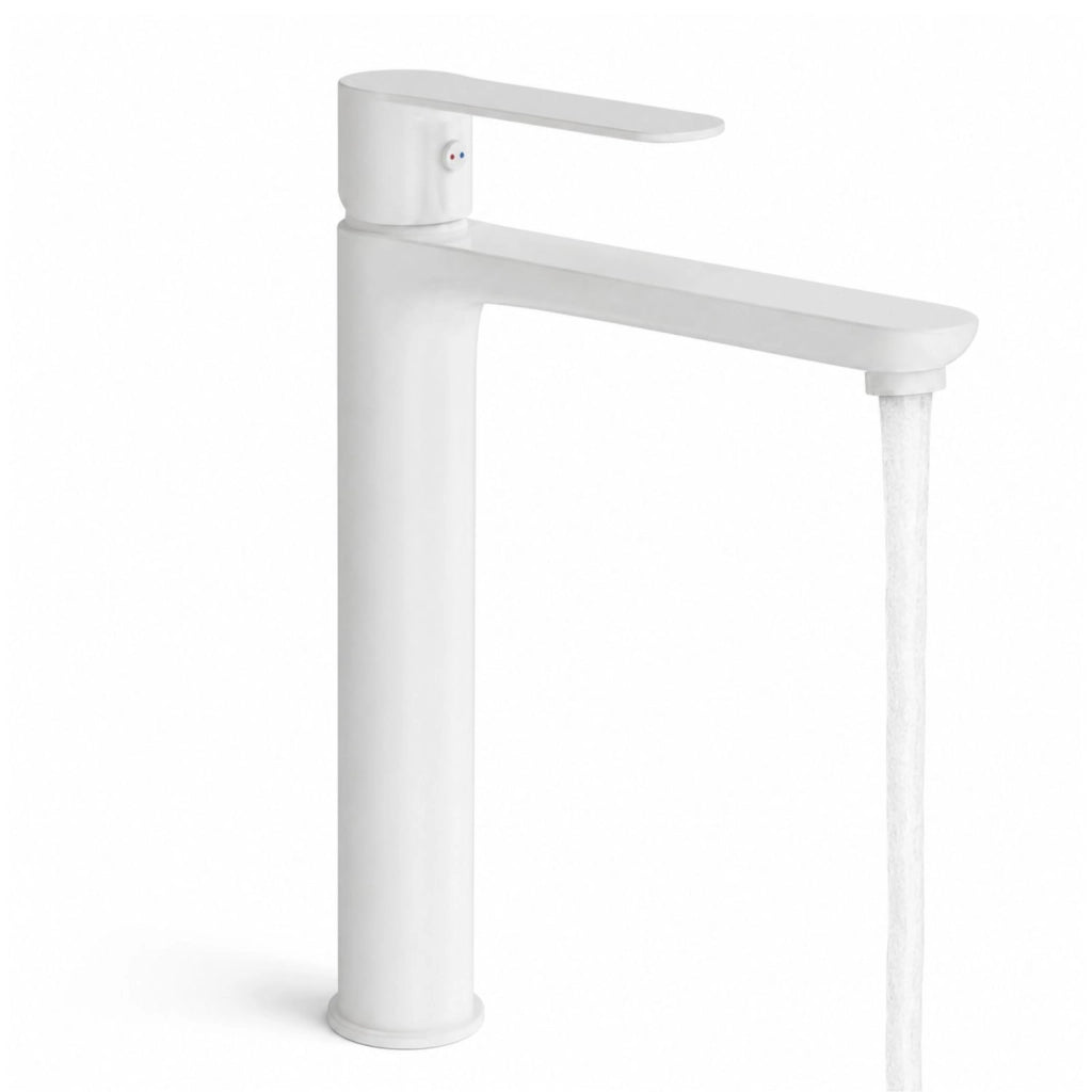 Rubinetto miscelatore lavabo bocca alta in ottone bianco opaco modello oceania *** confezione 1