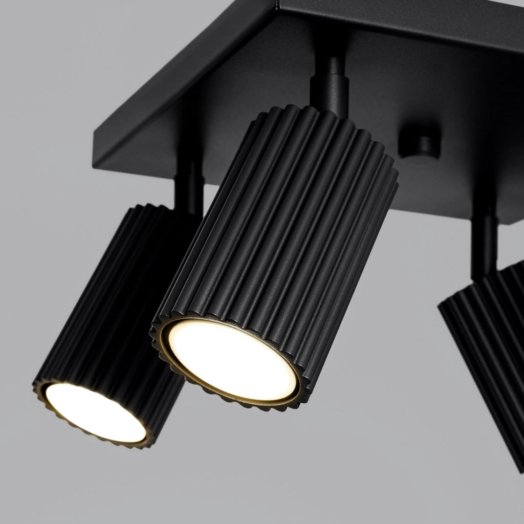Plafoniera quadrata 25cm nera 4 spot GU10 Pure Lume